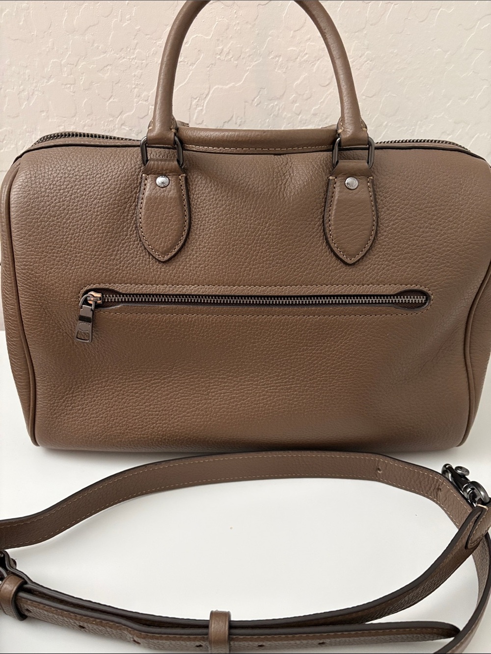 Coach Pebbled Leather Satchel in stone - Picture 3 of 6
